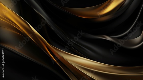 Black and Gold Silk Background - generative ai