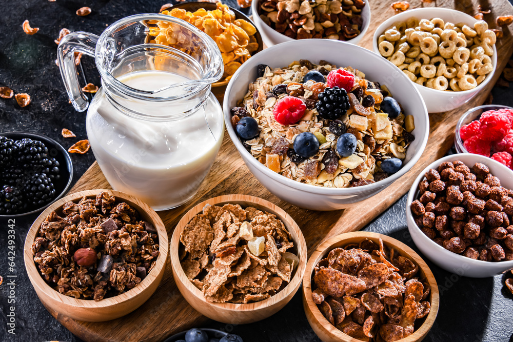 Breakfast cereal products and fresh fruits Breakfast cereal products and fresh fruits