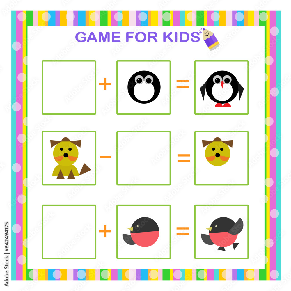 Educational game for kids. Find and draw the missing parts. Worksheet