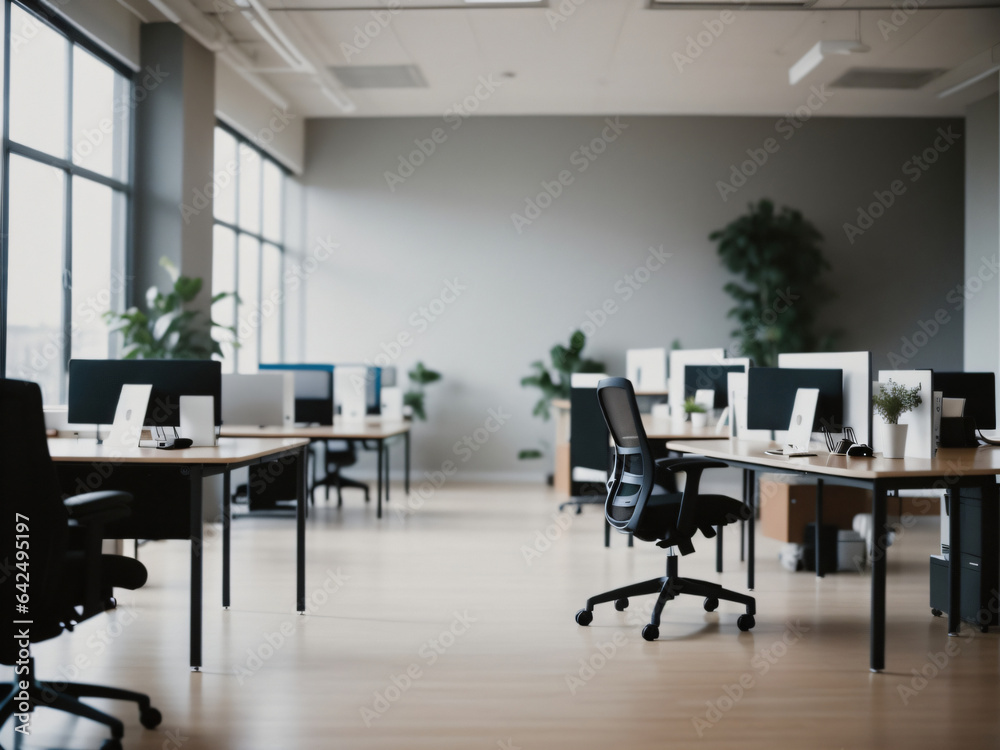 Modern business office interior room. working space with defocused effect. background or backdrop in business concept
