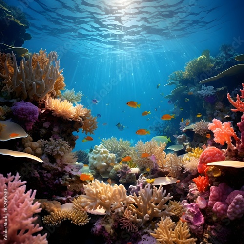 Dive into the Depths: A Breathtaking Coral Reef Under Clear Waters" - This image showcases the breathtaking beauty of a vibrant coral reef thriving beneath crystal clear waters, a testament to the mar © BCFC