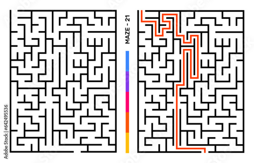 Abstract Maze Puzzle Labyrinth With Entry And Exit. Maze For Activity Book. Problem-Solving Puzzles Games For Workbook. Vector illustration - EPS 10
