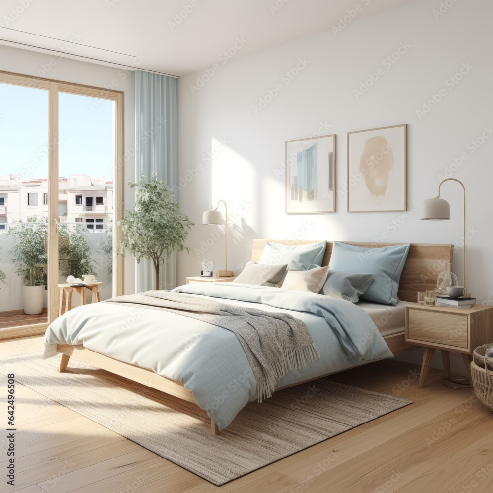 Fototapeta premium clean and cosy interior beautiful design ideas concept contemporary ideas design element room mockup template showcase backdrop bedroom with daylight cosy interior background