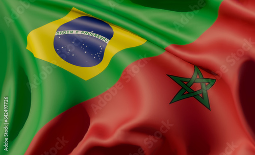 Morocco vs Brazil competition half flag nation