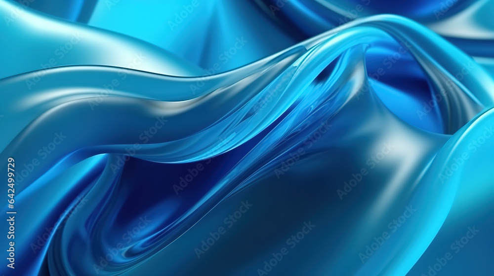 Fototapeta premium 3d colorful abstract twisted fluide shape on blue. Generative ai