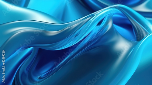 3d colorful abstract twisted fluide shape on blue. Generative ai