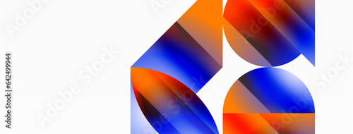 Serene gradient template. Circles and triangles mingle in minimalist perfection. Gentle fusion of forms and hues creates balanced yet captivating backdrop, embodying modern sophistication