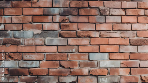 Textured brick wall with uneven mortar joints