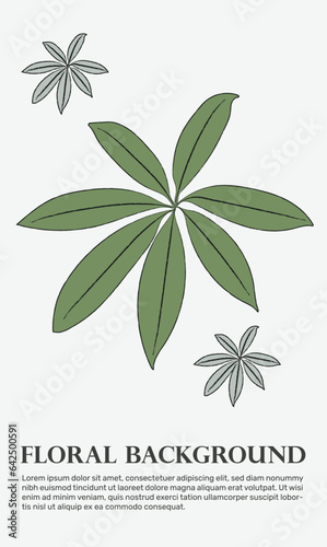 Abstract botanical art background vector. Watercolor hand drawn leaf branches, flower, green foliage, Design illustration for wallpaper, banner, print, poster, cover, greeting and invitation card.
