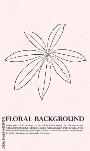 Botanical leaf doodle line art for logo or tattoo. Hand drawn line herb, elegant leaves for invitation save the date card. Minimal line art drawing for print, cover or wallpaper