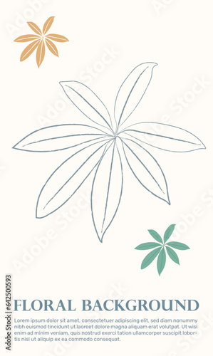 Botanical leaf doodle line art for logo or tattoo. Hand drawn line herb, elegant leaves for invitation save the date card. Minimal line art drawing for print, cover or wallpaper