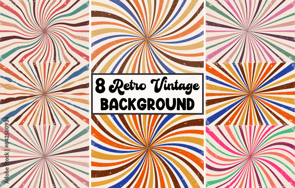 Retro vintage sunburst background bundle, Colorful Sunburst Textured Grunge Background vector