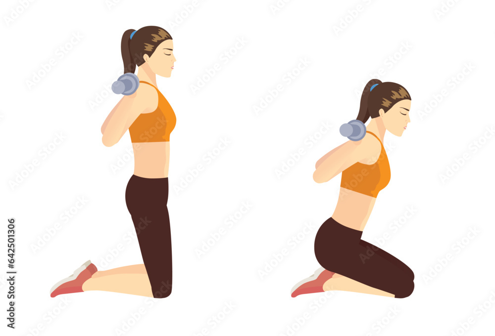 Sport woman doing barbell kneeling squats pose by empty Barbell. Workout diagram about building muscle with weight lifting equipment. Target on shoulder, hip, leg, arm, and abdominal. Sport woman doing barbell kneeling squats pose by empty Barbell. Workout diagram about building muscle with weight lifting equipment. Target on shoulder, hip, leg, arm, and abdominal.