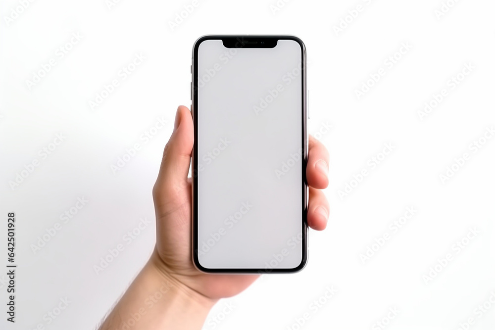 phone with white screen and place for text. generative ai. phone with white screen and place for text. generative ai.