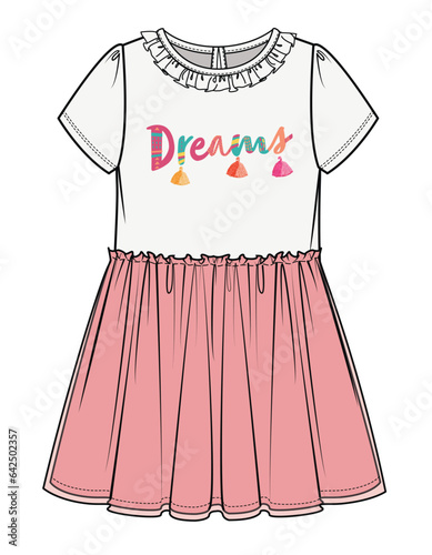 GIRLS AND TEENS FASHION DRESS FRILLS VECTOR
