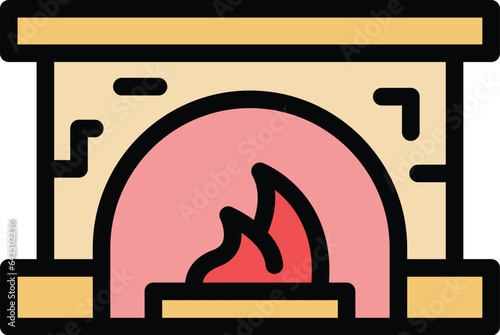 Stove furnace icon outline vector. Gas burning. Wood heater color flat