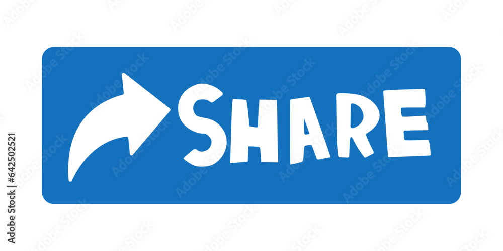 A catchy Share button with catchy letters and a white arrow.