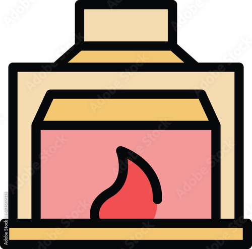 Air furnace icon outline vector. Fire burning. Industrial heater color flat