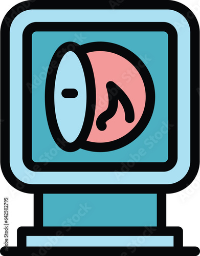 Room furnace icon outline vector. Fireplace burning. Stove heater color flat
