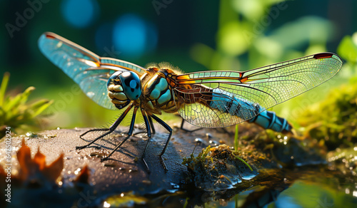 Closeup of beautiful dragonfly. AI generated © Alicina