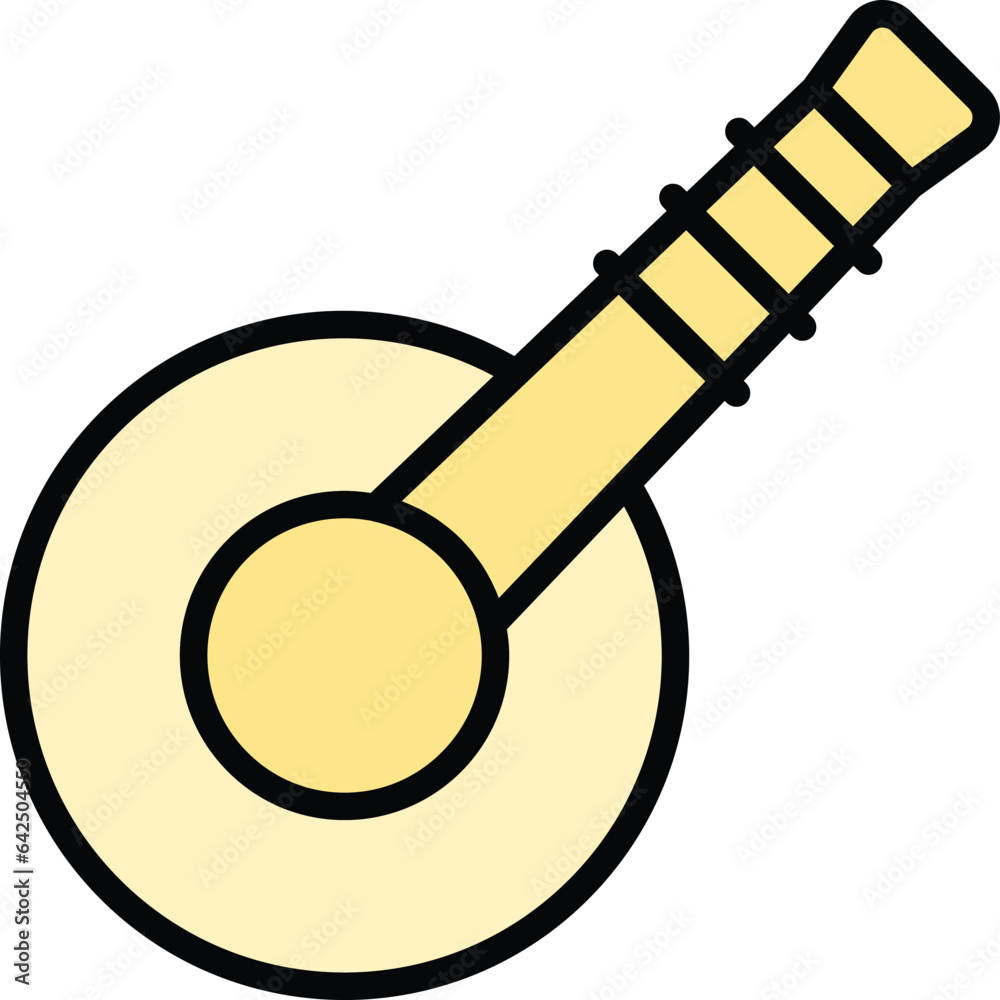 Ukulele sticker icon outline vector. Music guitar. Acoustic art color flat Ukulele sticker icon outline vector. Music guitar. Acoustic art color flat