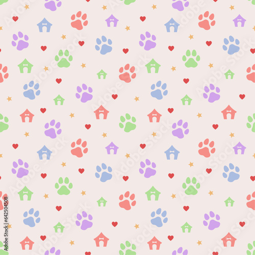 Seamless Dog footprint pattern, retro colour, Background, Wrapping paper, wallpaper, packaging, textile prints vector