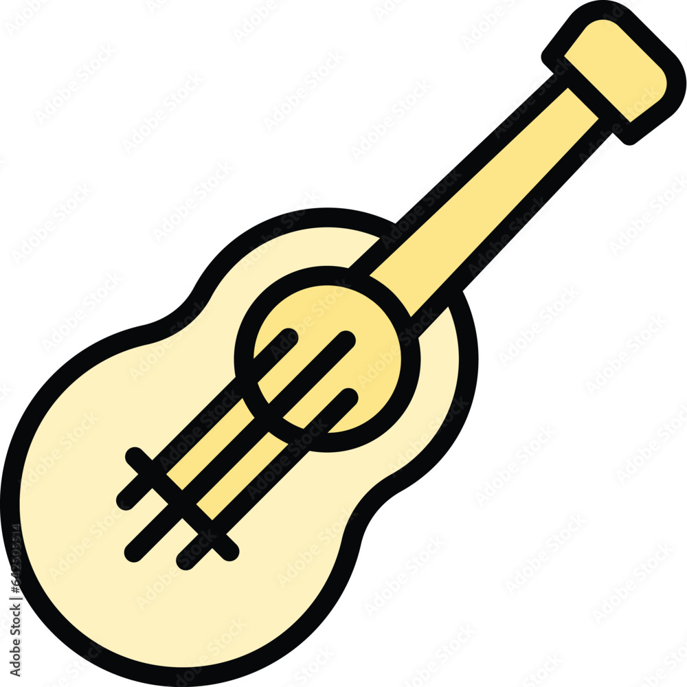 String ukulele icon outline vector. Music guitar. Art style color flat String ukulele icon outline vector. Music guitar. Art style color flat