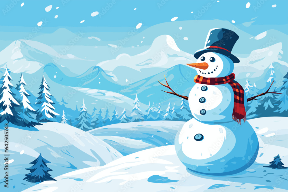 Christmas North pole snowman, vector illustration, generative ai