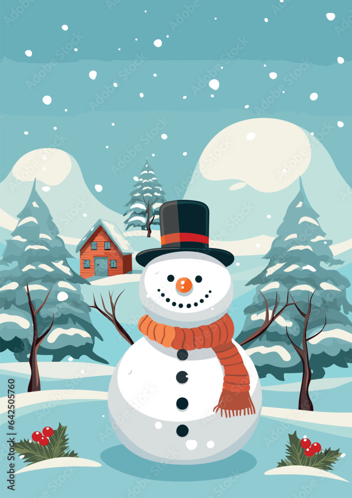 Christmas North pole snowman, vector illustration, generative ai Christmas North pole snowman, vector illustration, generative ai
