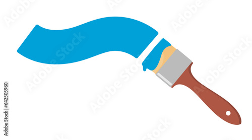 Blue color trail of the paint brush on white background. Vector illustration for headers, banners and advertising.