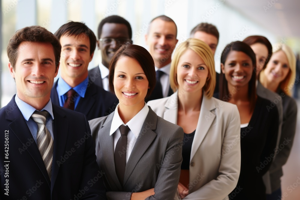 A collection of business people in a row. A collection of business people in a row.