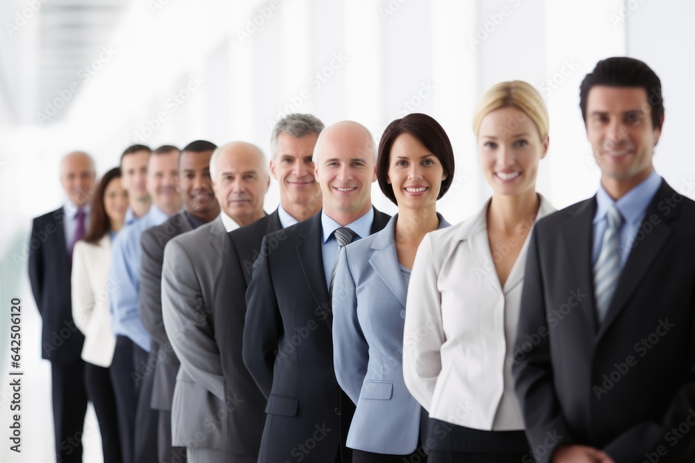 A collection of business people in a row. A collection of business people in a row.