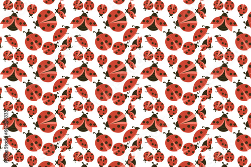 Lady bug pattern vector, cute ladybug background