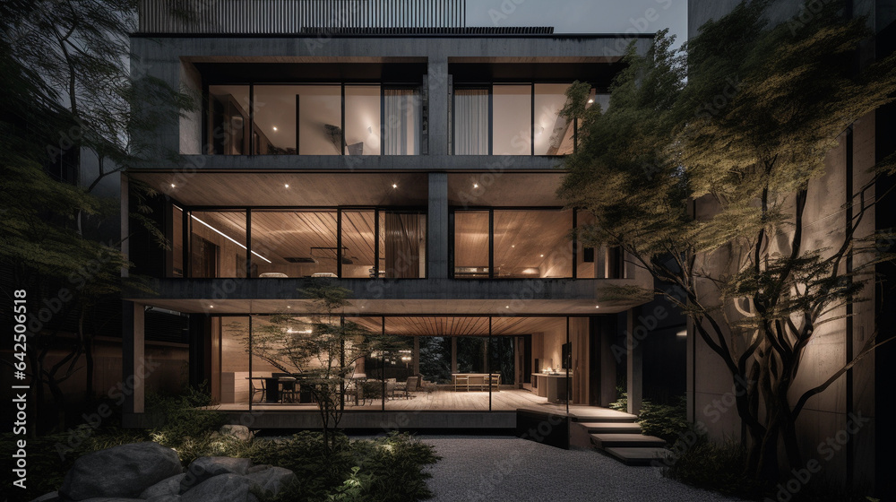 Obraz premium Architectural Marvel: Tokyo's Eco-Friendly Family Residence