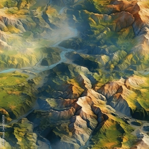 Seamless texture of mountain ranges with forest