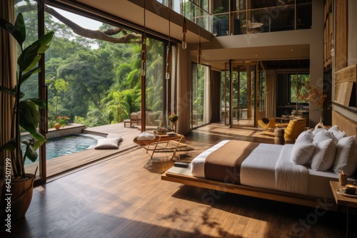 A room in a luxury hotel in the jungle overlooking the pool  © Natalia