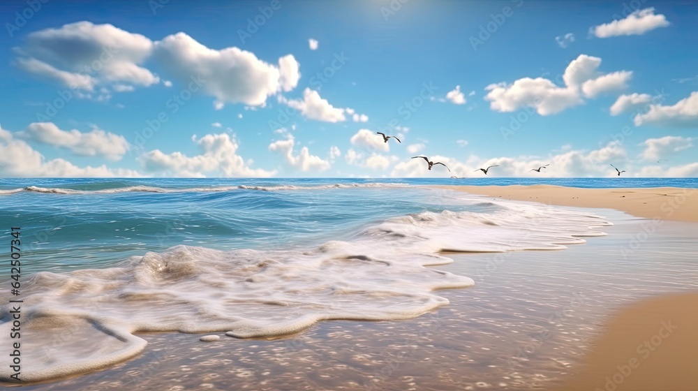Fototapeta premium Sunny summer beach with palms