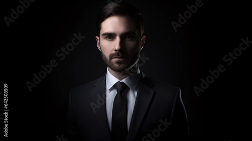 Close-Up of Businessman Over Dark Gray Background, generative AI
