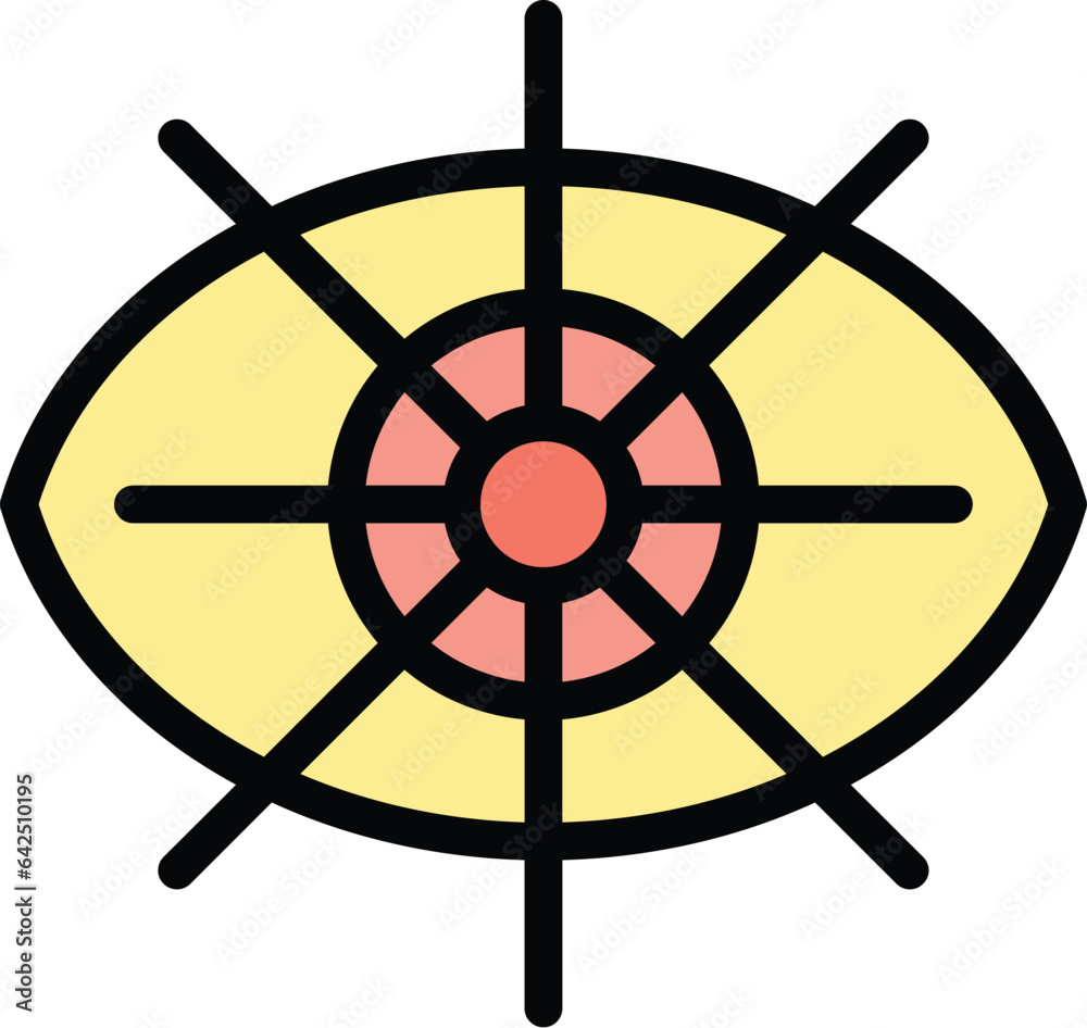 Laser correction icon outline vector. Eye drop. Lens test color flat Laser correction icon outline vector. Eye drop. Lens test color flat