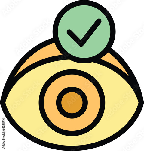 Good eye icon outline vector. Laser correction. Lens test color flat