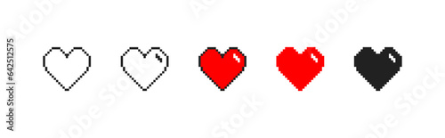 Leinwand Poster Pixel heart icon set. Vector EPS 10