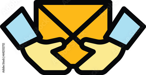 Parcel freight traffic icon outline vector. Cargo truck. Van service color flat