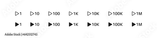 views icon set. Social media icon. 1k, 10k, 100k, 1m views. Vector EPS 10