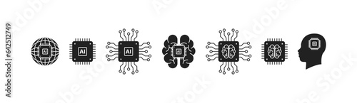 Artificial intelligence icon set. Digital AI technology. Vector EPS 10