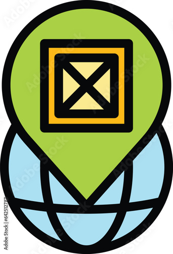 Location freight traffic icon outline vector. Van service. Transport cargo color flat