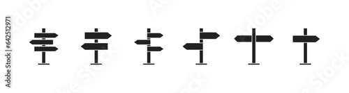 Pillar with aroows that shows road path direction icon set. Vector EPS 10
