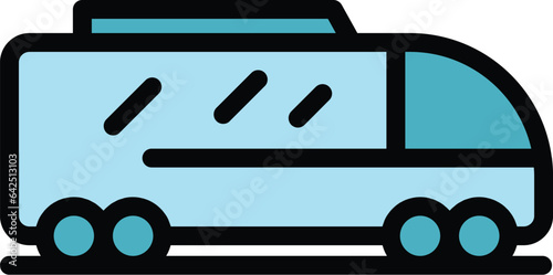 Truck bus delivery icon outline vector. Van service. Export traffic color flat