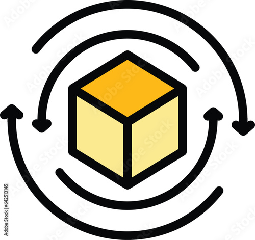 Parcel export icon outline vector. Container import. Port maritime color flat