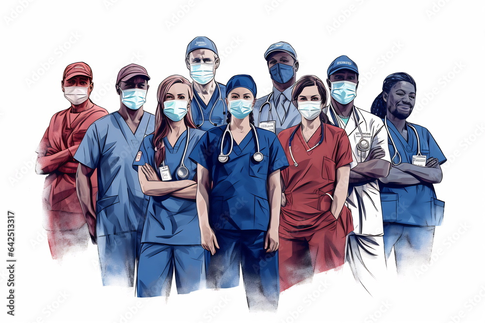 Portrait of a medical team, illustration