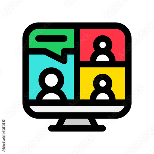 Editable online video meeting, conference vector icon. Remote work, job, profession, freelance. Part of a big icon set family. Perfect for web and app interfaces, presentations, infographics, etc